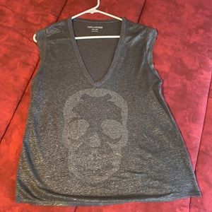 ZADIG & VOLTAIRE Gray Skull Tank Top